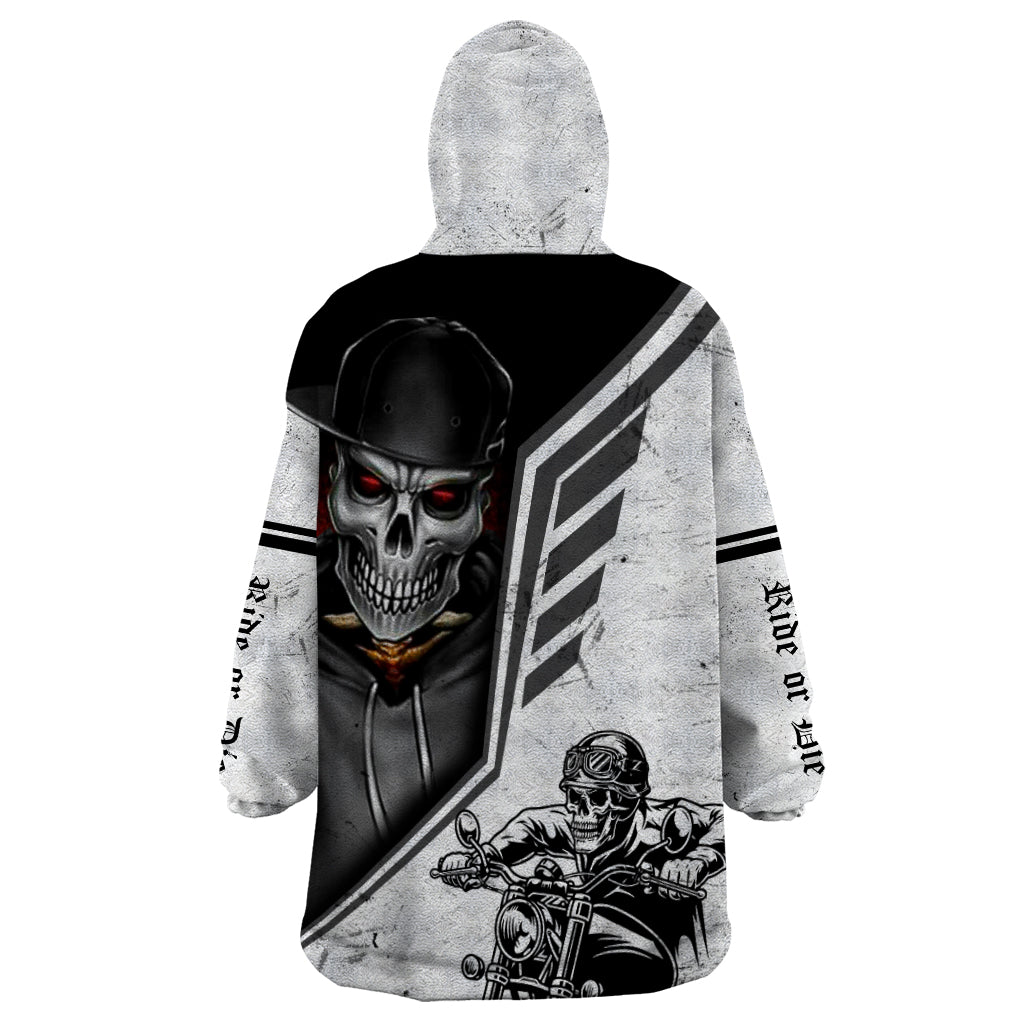 Skull Wearable Blanket Hoodie Riding Motocycle - Wonder Print Shop