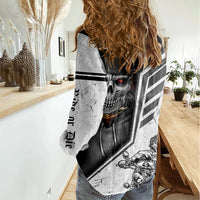 Skull Women Casual Shirt Riding Motocycle - Wonder Print Shop