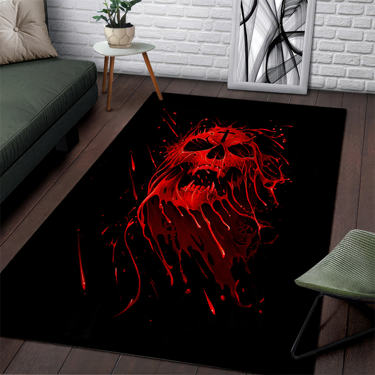 Skull Area Rug Bloody Skull Scream - Wonder Print Shop