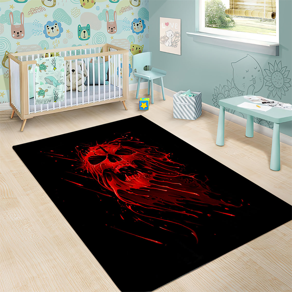 Skull Area Rug Bloody Skull Scream - Wonder Print Shop