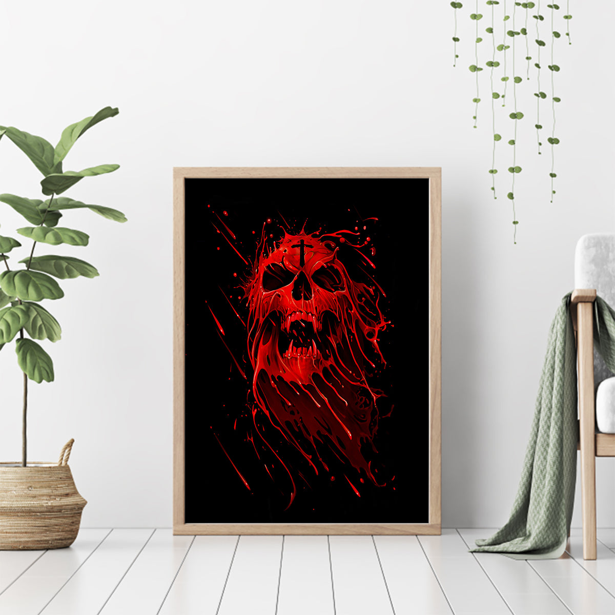Skull Canvas Wall Art Bloody Skull Scream - Wonder Print Shop