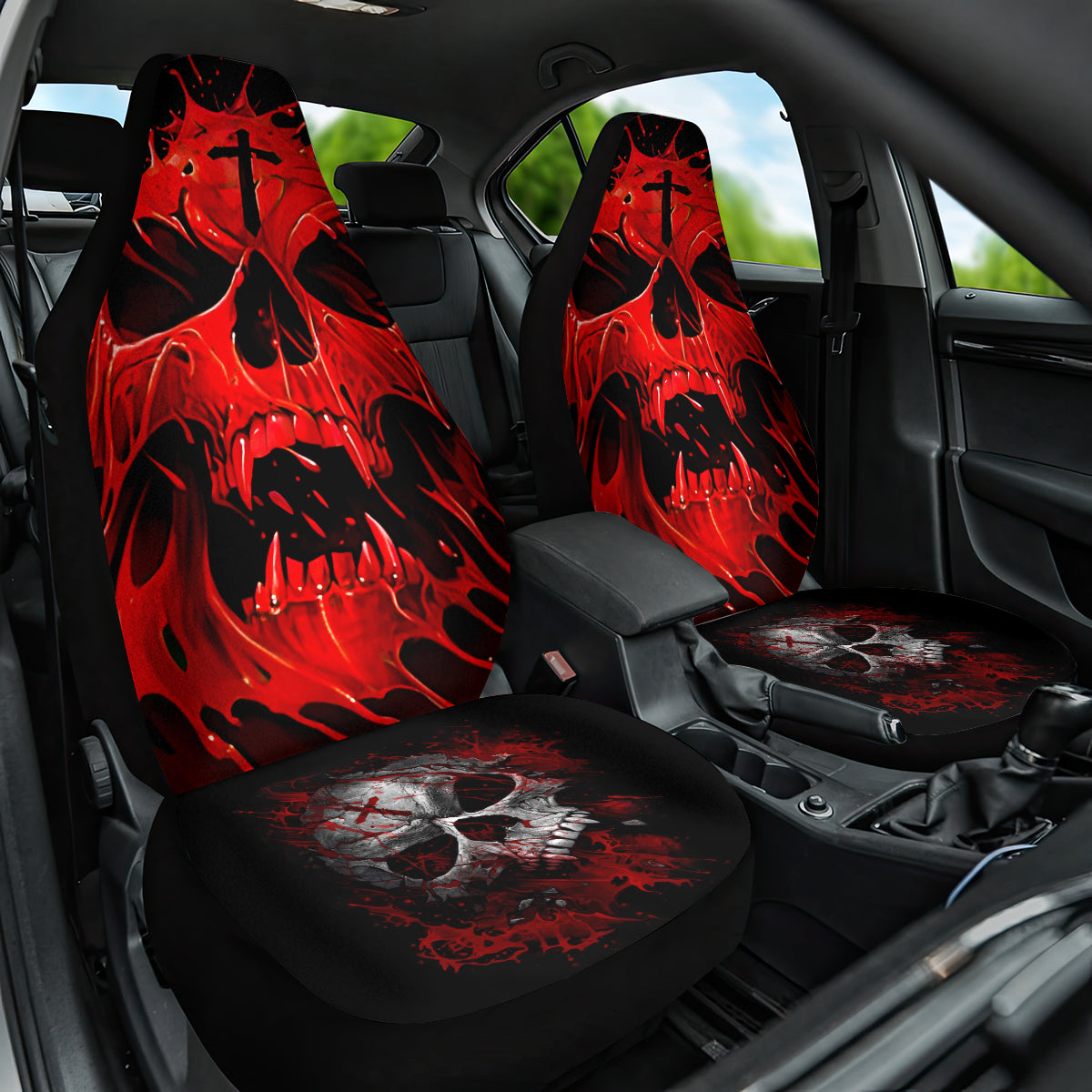 Skull Car Seat Cover Bloody Skull Scream - Wonder Print Shop