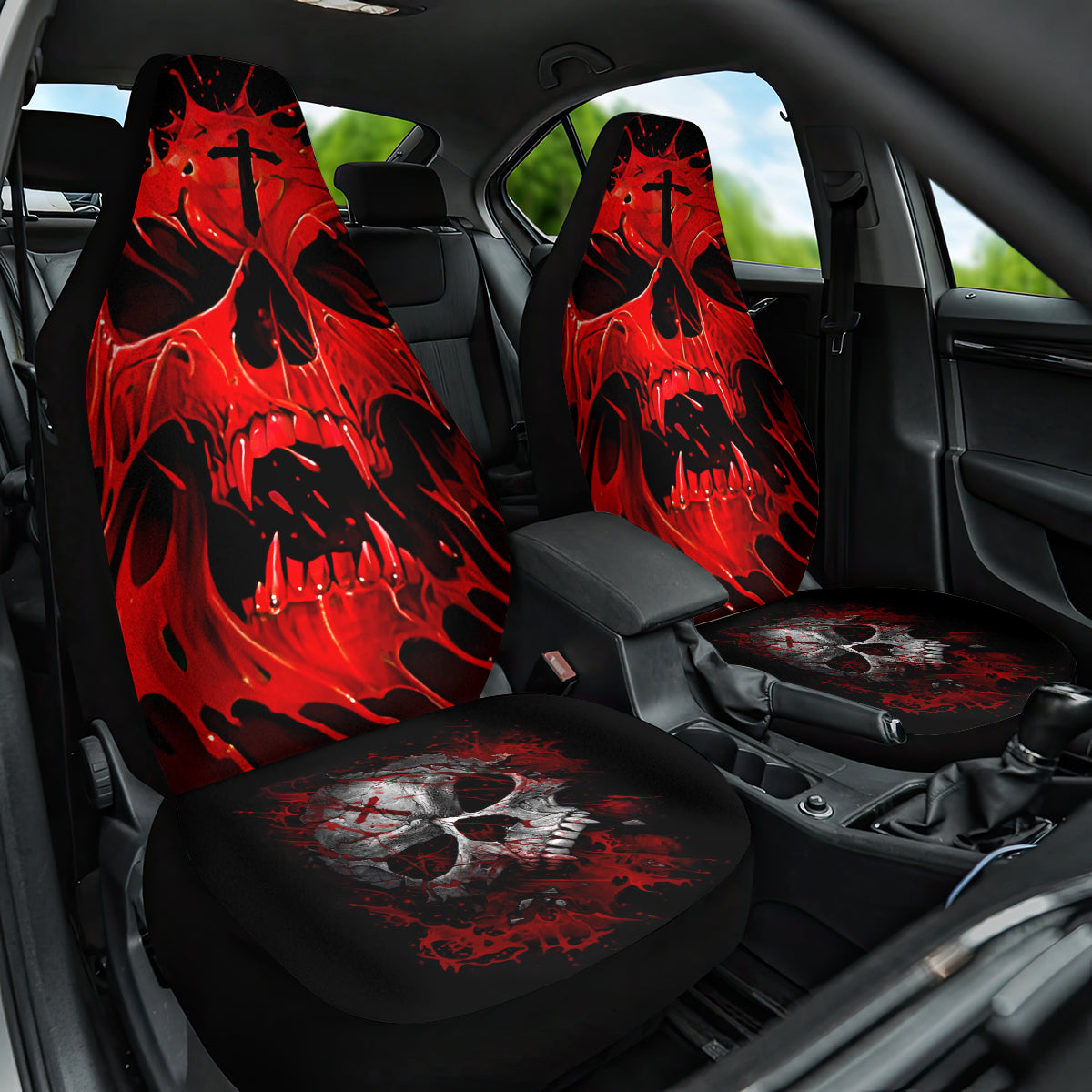 Skull Car Seat Cover Bloody Skull Scream DT01