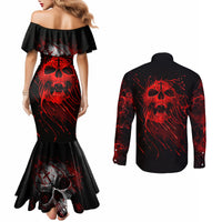 Skull Couples Matching Mermaid Dress and Long Sleeve Button Shirts Bloody Skull Scream DT01