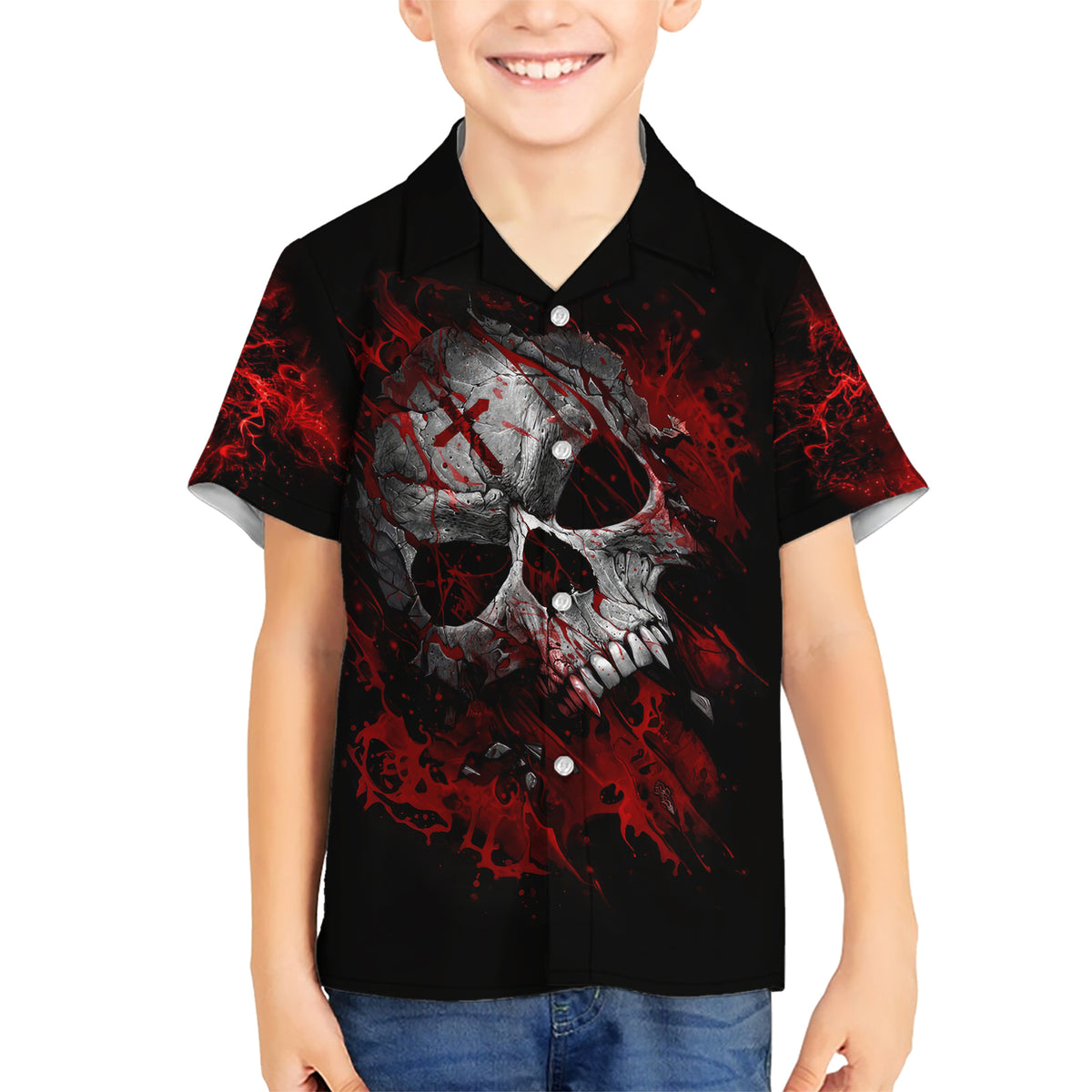 Skull Hawaiian Shirt Bloody Skull Scream - Wonder Print Shop