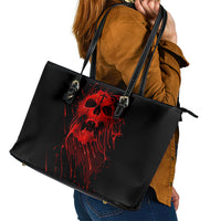 Skull Leather Tote Bag Bloody Skull Scream - Wonder Print Shop