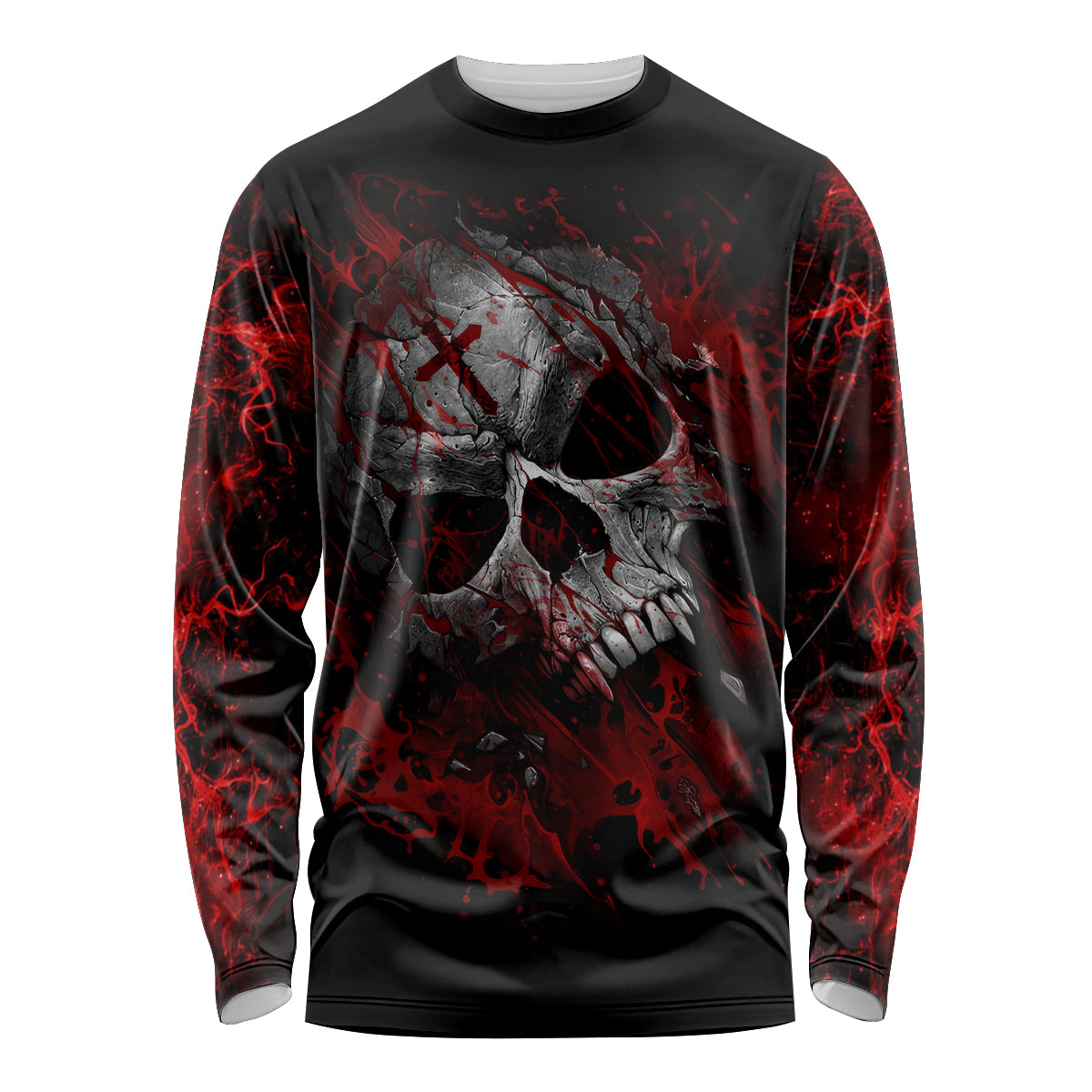 Skull Long Sleeve Shirt Bloody Skull Scream - Wonder Print Shop