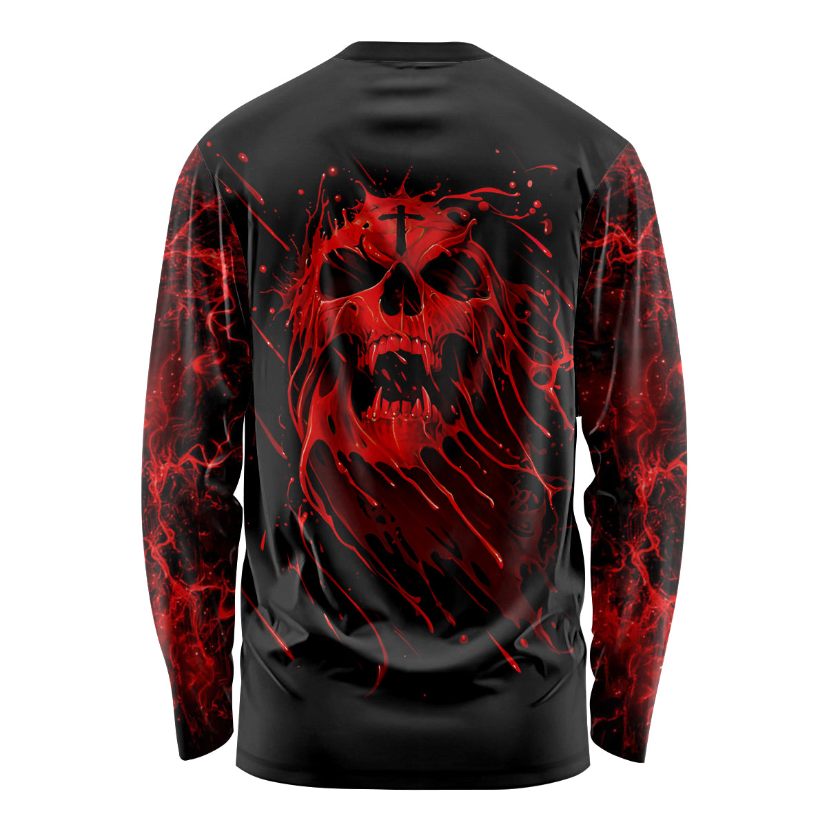 Skull Long Sleeve Shirt Bloody Skull Scream - Wonder Print Shop