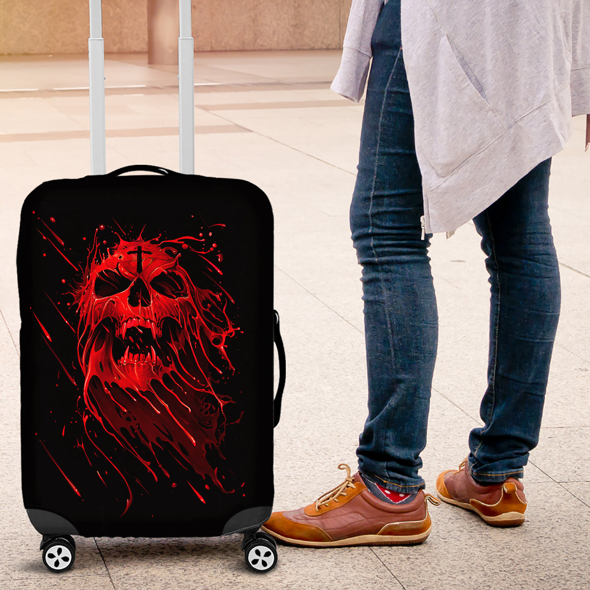 Skull Luggage Cover Bloody Skull Scream - Wonder Print Shop