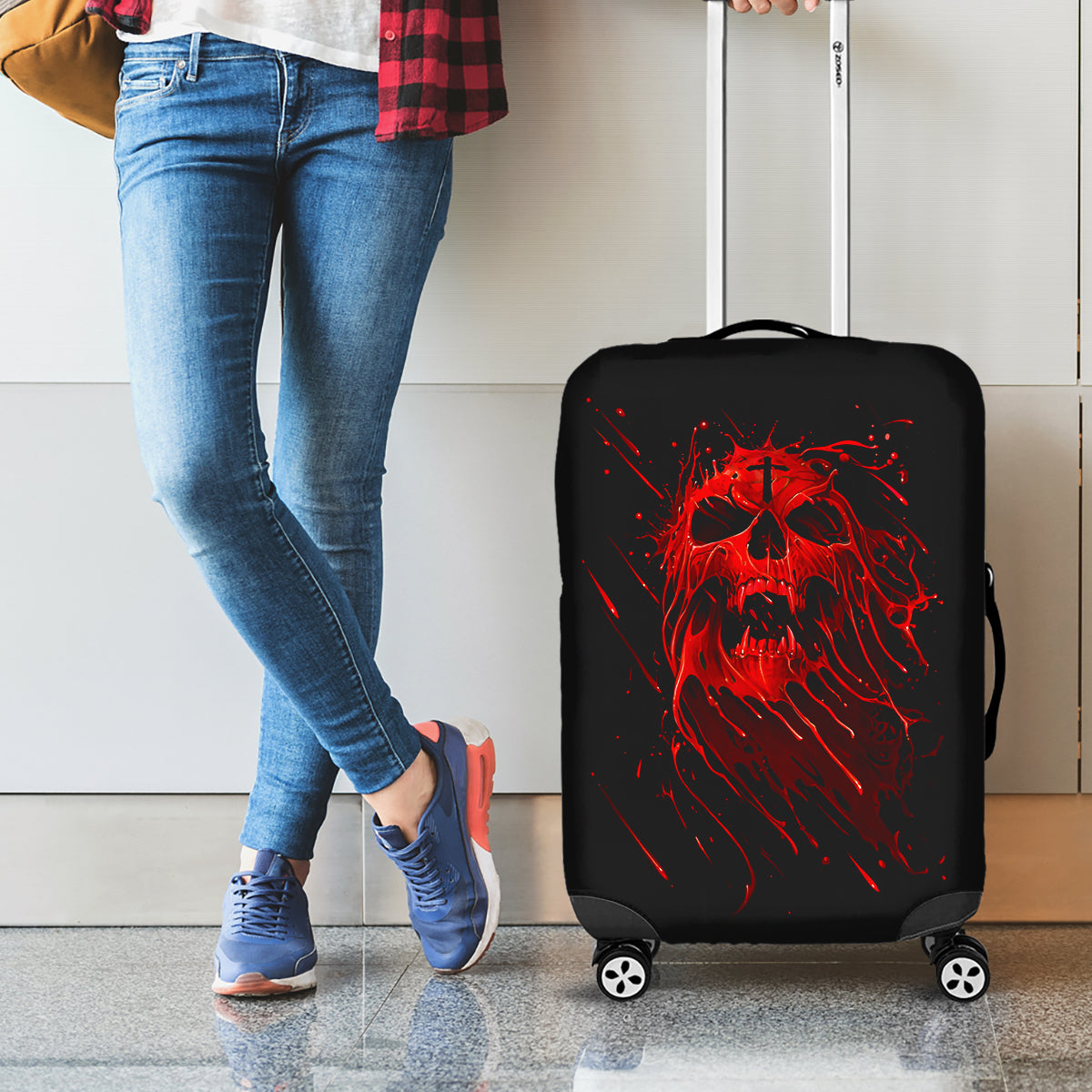 Skull Luggage Cover Bloody Skull Scream - Wonder Print Shop