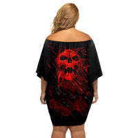 Skull Off Shoulder Short Dress Bloody Skull Scream - Wonder Print Shop