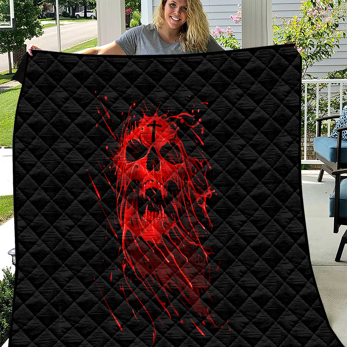 Skull Quilt Bloody Skull Scream - Wonder Print Shop