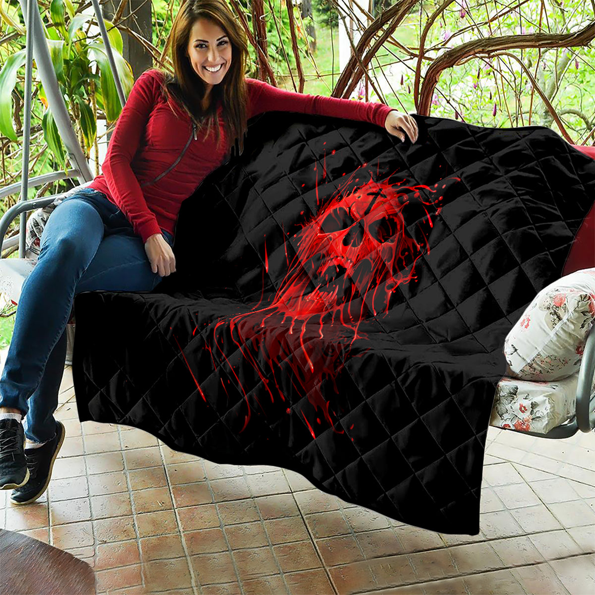 Skull Quilt Bloody Skull Scream - Wonder Print Shop