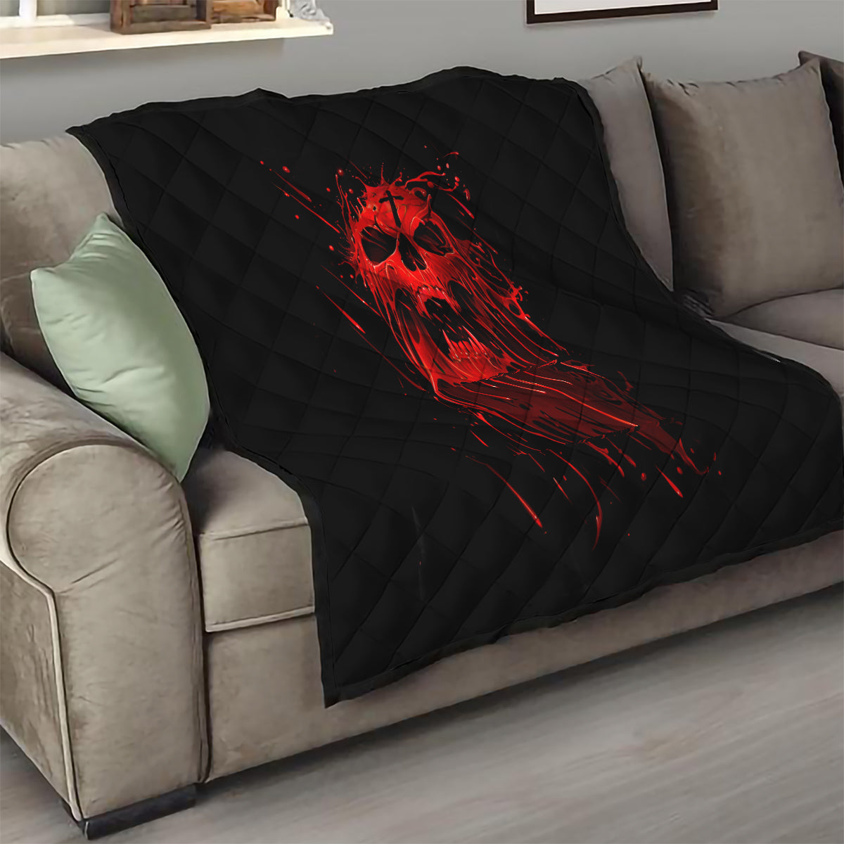 Skull Quilt Bloody Skull Scream - Wonder Print Shop