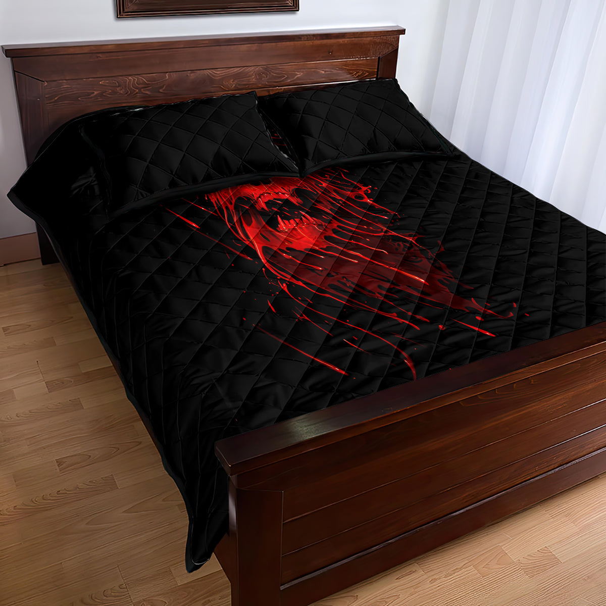 Skull Quilt Bed Set Bloody Skull Scream - Wonder Print Shop