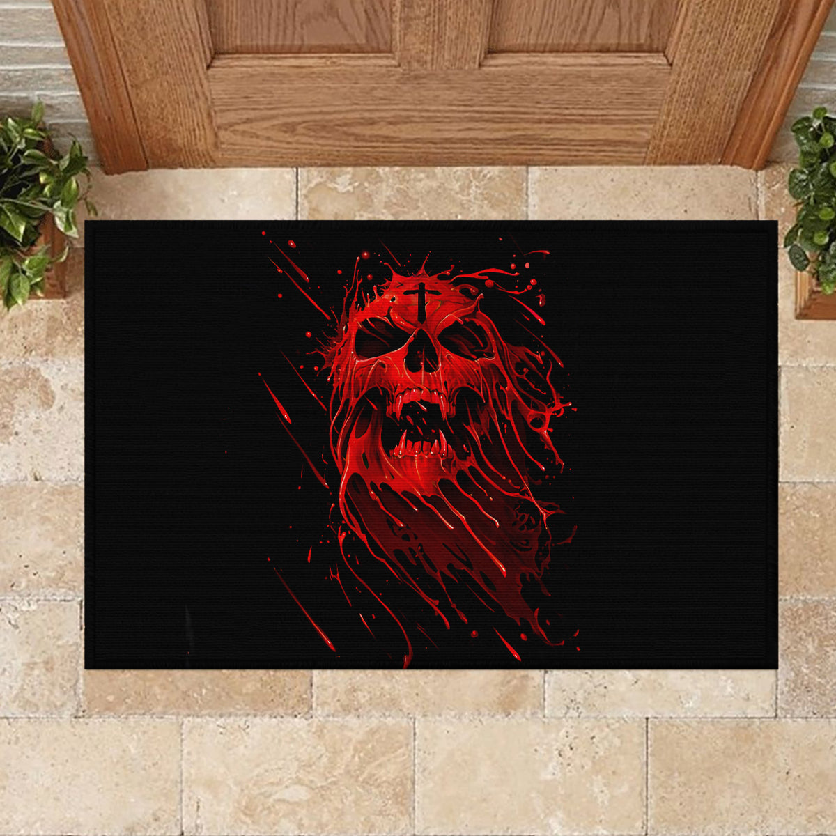 Skull Rubber Doormat Bloody Skull Scream - Wonder Print Shop