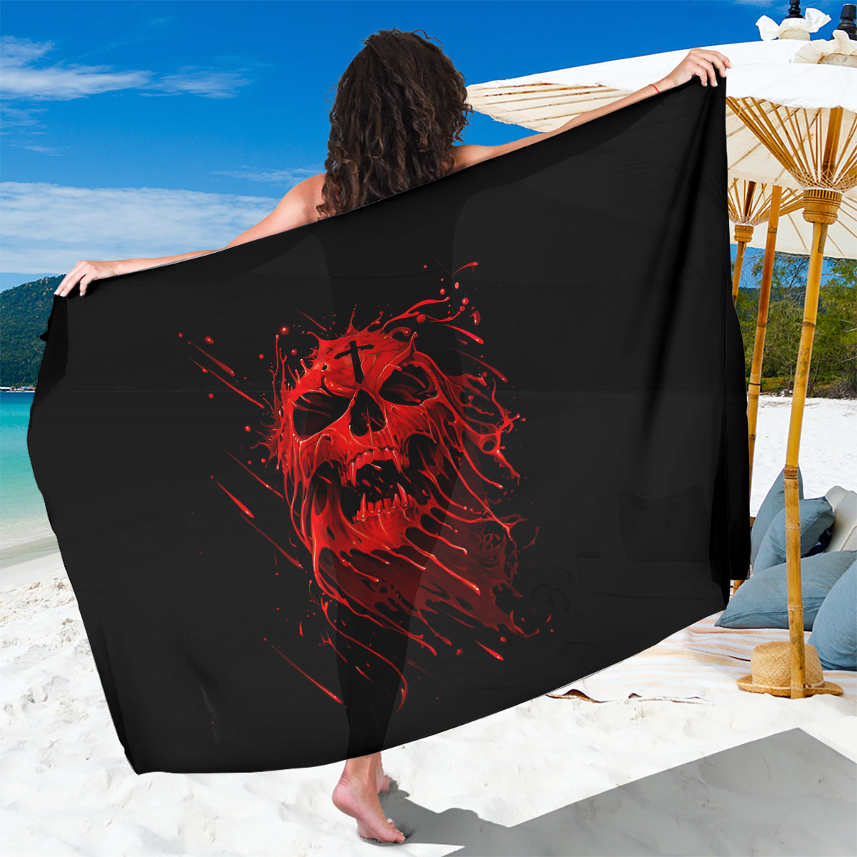 Skull Sarong Bloody Skull Scream - Wonder Print Shop