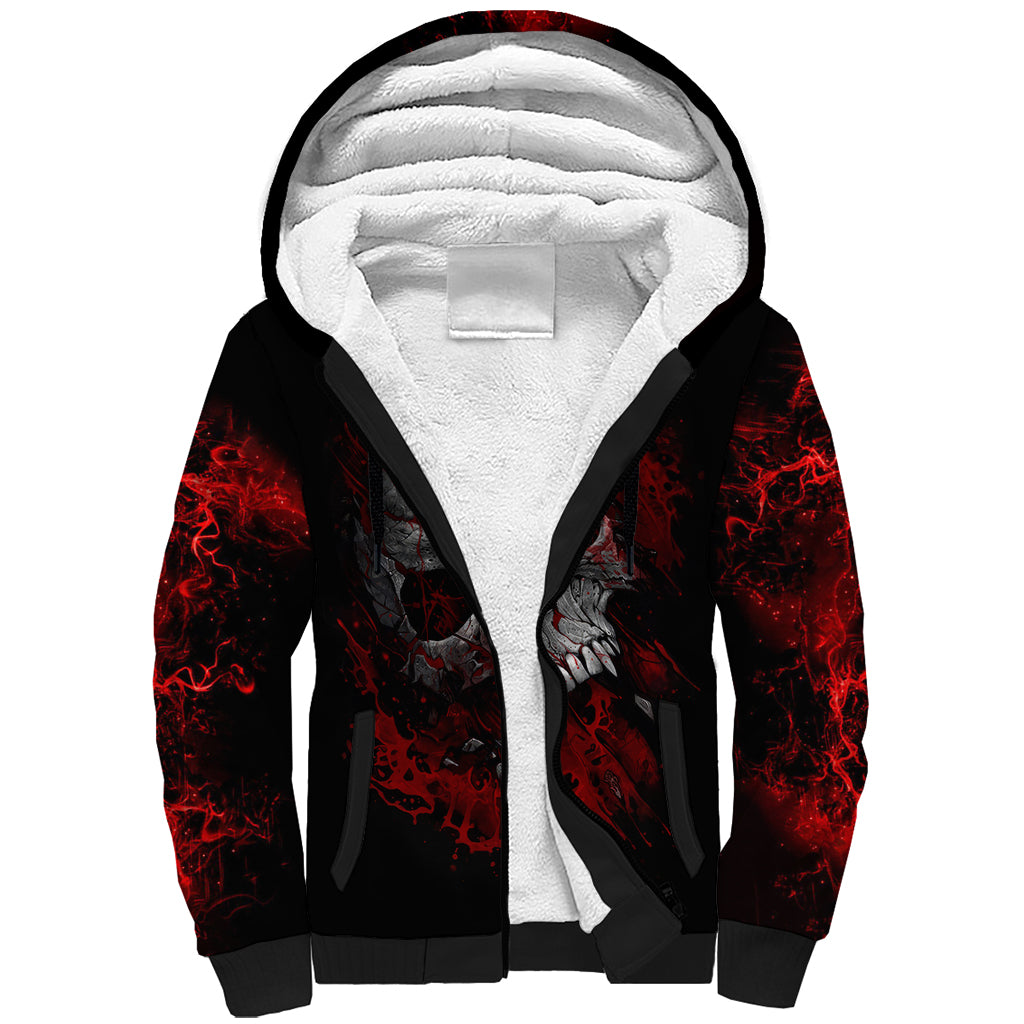 Skull Sherpa Hoodie Bloody Skull Scream - Wonder Print Shop