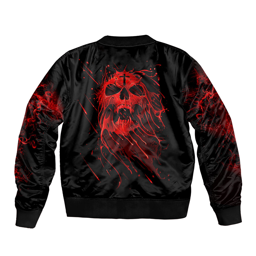 Skull Sleeve Zip Bomber Jacket Bloody Skull Scream - Wonder Print Shop