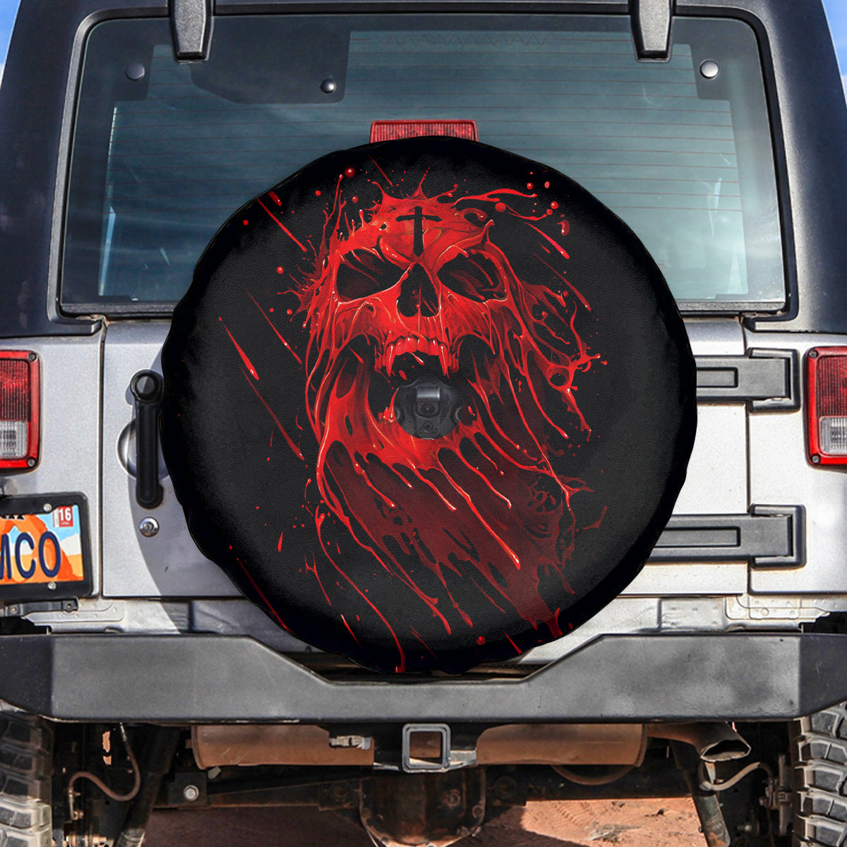 Skull Spare Tire Cover Bloody Skull Scream - Wonder Print Shop