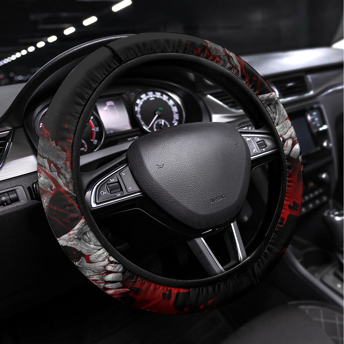 Skull Steering Wheel Cover Bloody Skull Scream - Wonder Print Shop