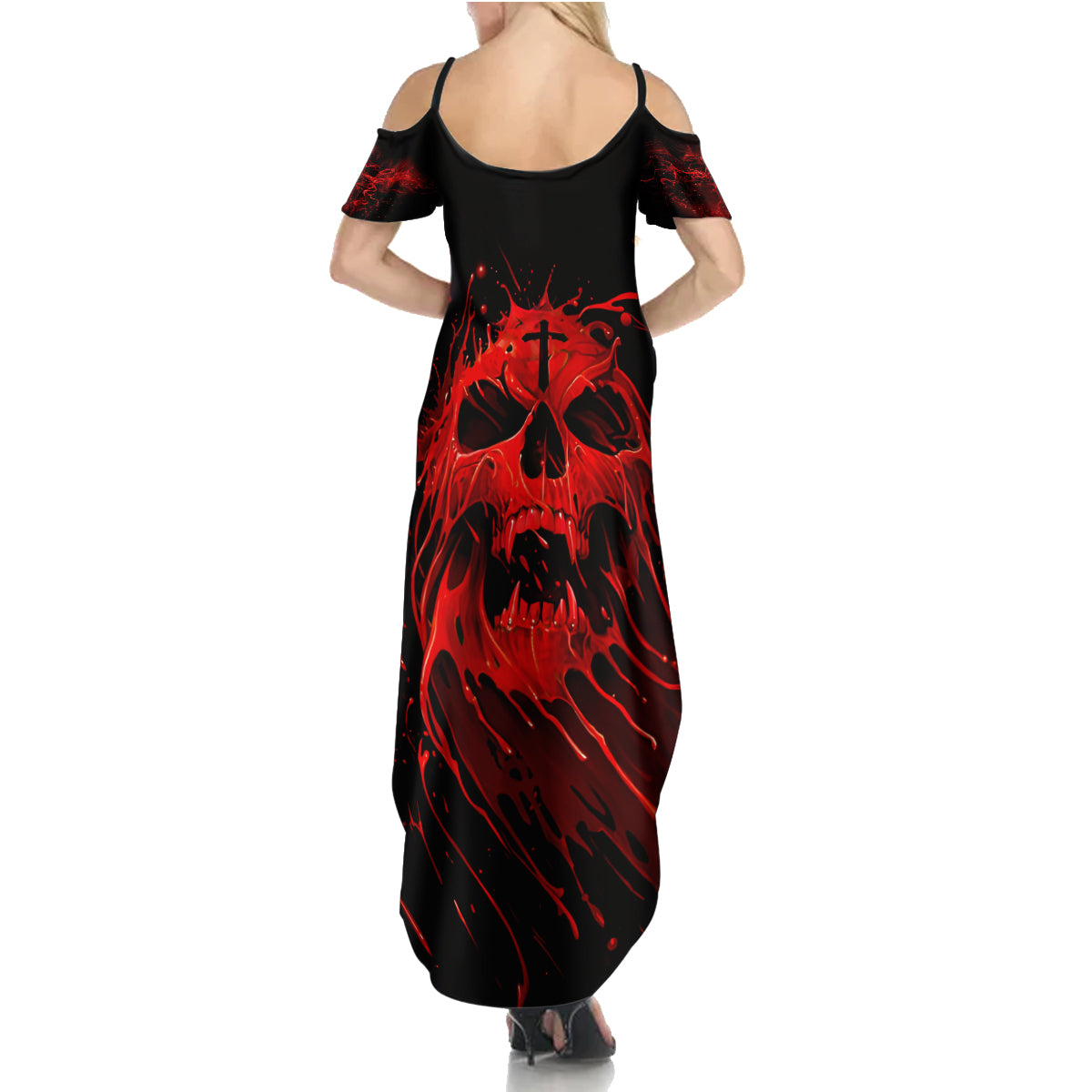 Skull Summer Maxi Dress Bloody Skull Scream - Wonder Print Shop
