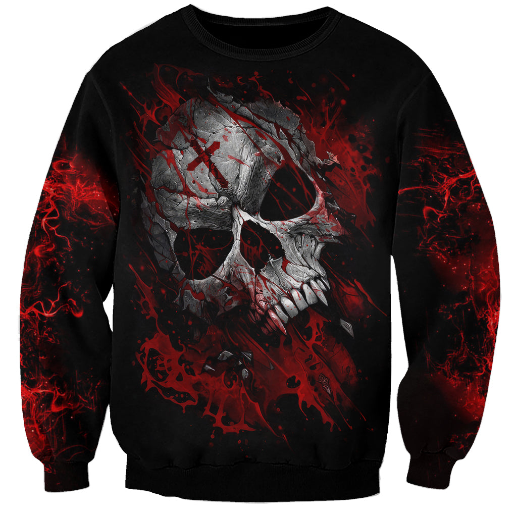 Skull Sweatshirt Bloody Skull Scream - Wonder Print Shop