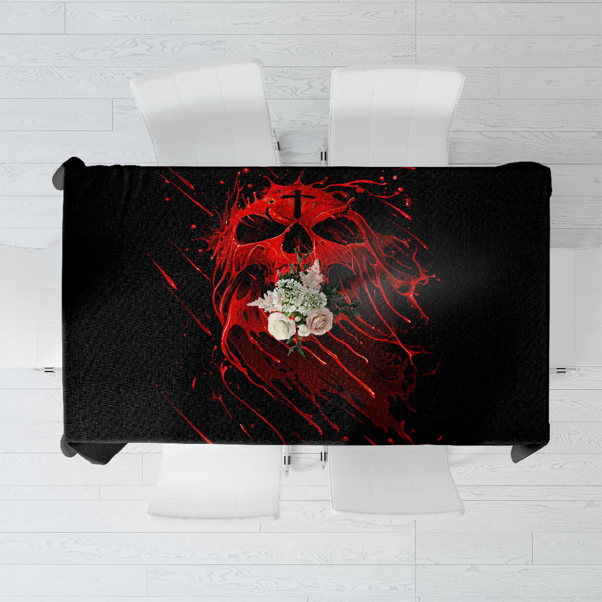 Skull Tablecloth Bloody Skull Scream - Wonder Print Shop