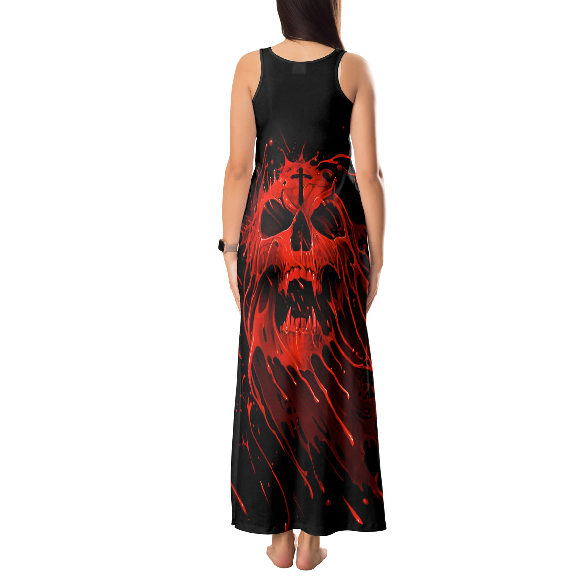 Skull Tank Maxi Dress Bloody Skull Scream - Wonder Print Shop