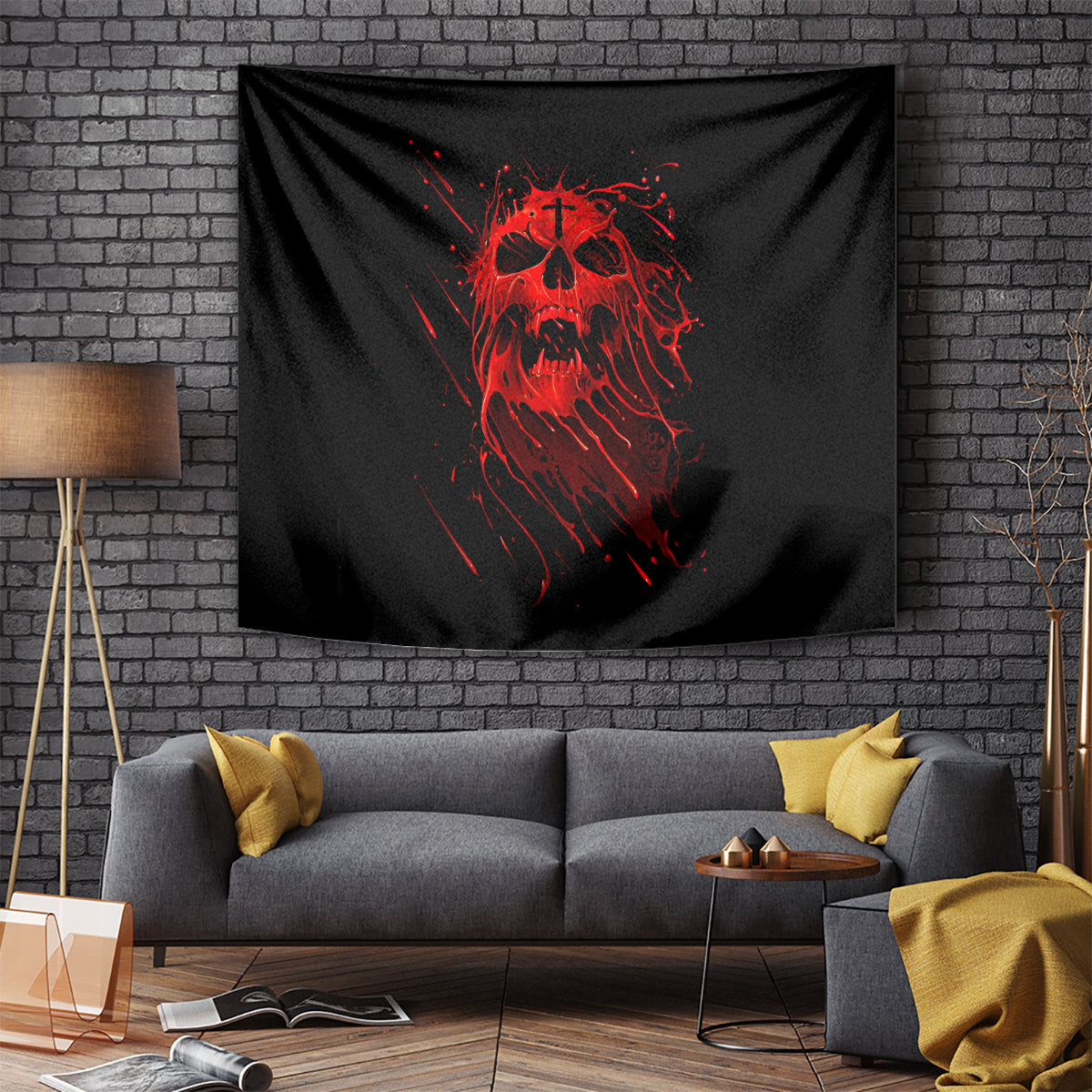 Skull Tapestry Bloody Skull Scream - Wonder Print Shop
