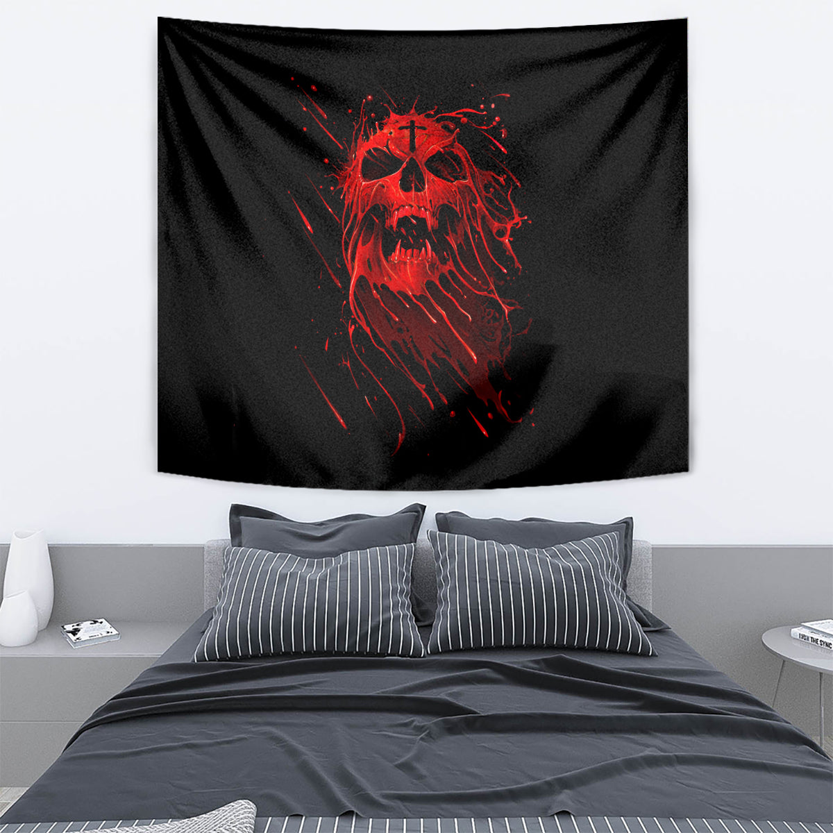 Skull Tapestry Bloody Skull Scream - Wonder Print Shop