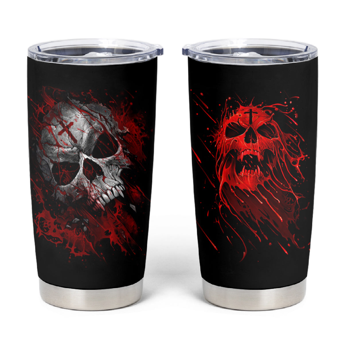 Skull Tumbler Cup Bloody Skull Scream - Wonder Print Shop