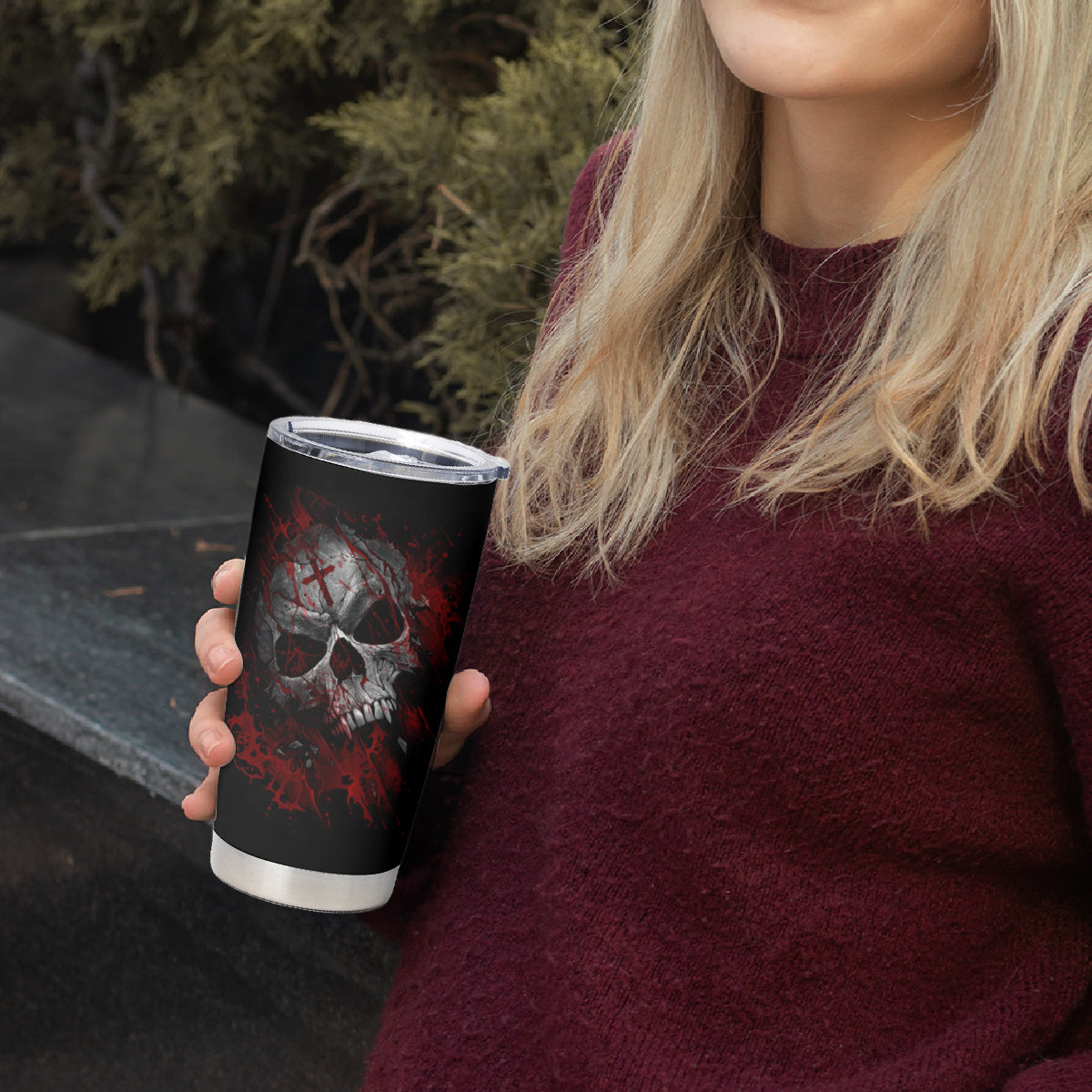 Skull Tumbler Cup Bloody Skull Scream - Wonder Print Shop