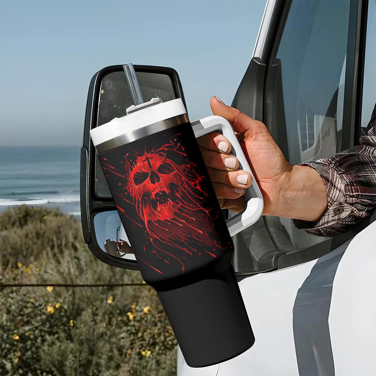 Skull Tumbler With Handle Bloody Skull Scream - Wonder Print Shop