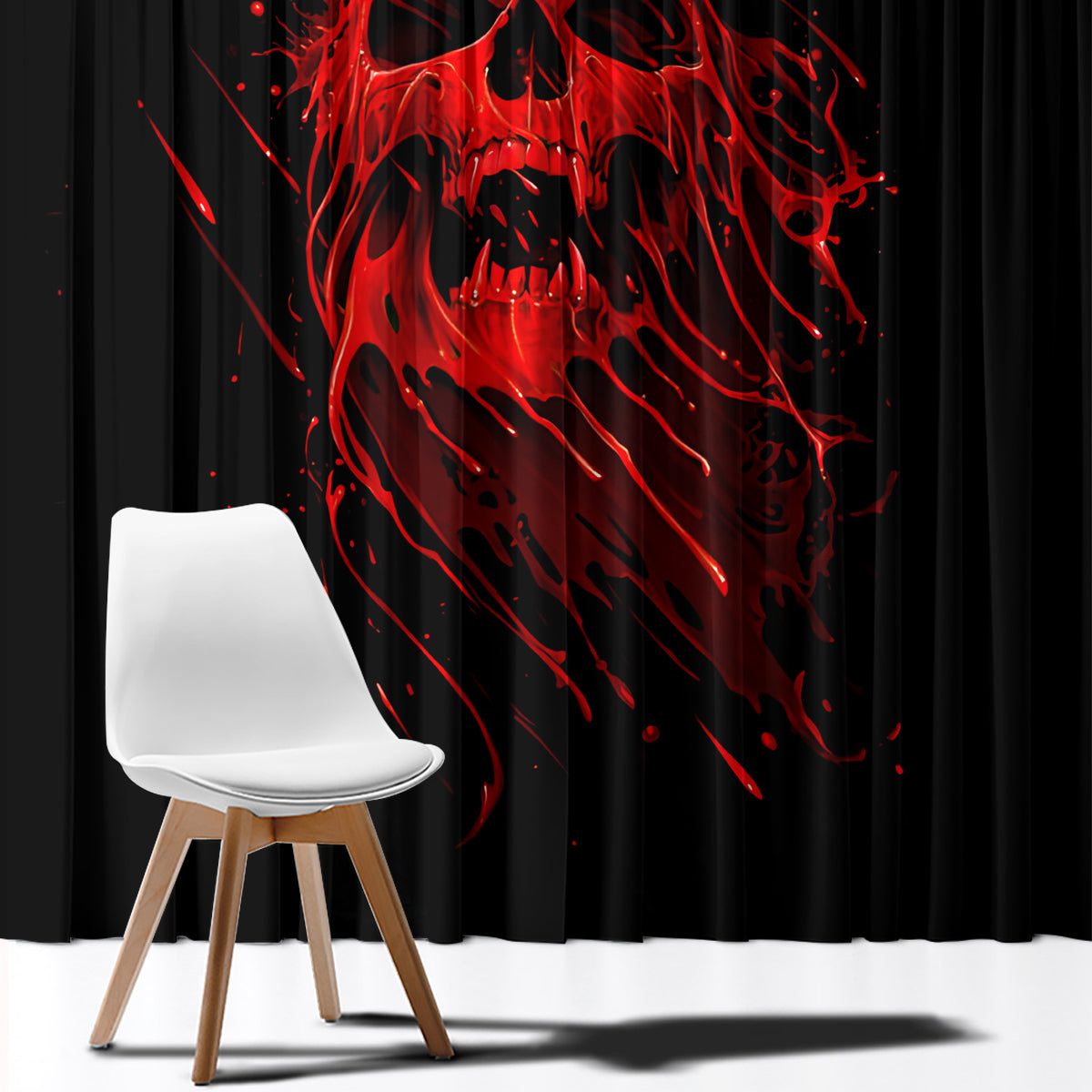 Skull Window Curtain Bloody Skull Scream - Wonder Print Shop