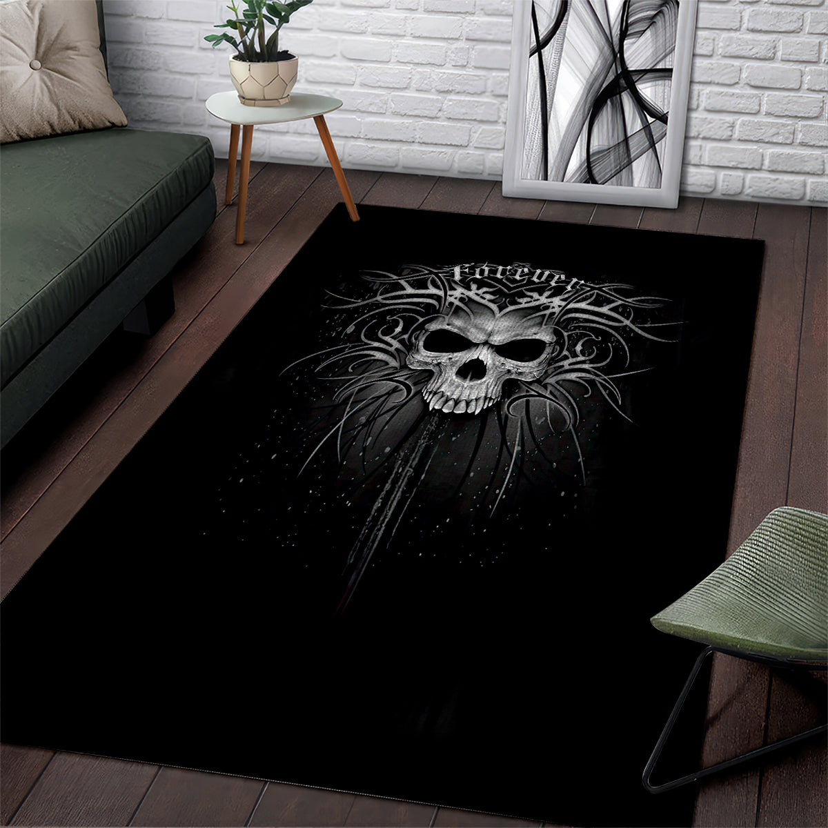 Skull Area Rug Skull Death Forever - Wonder Print Shop