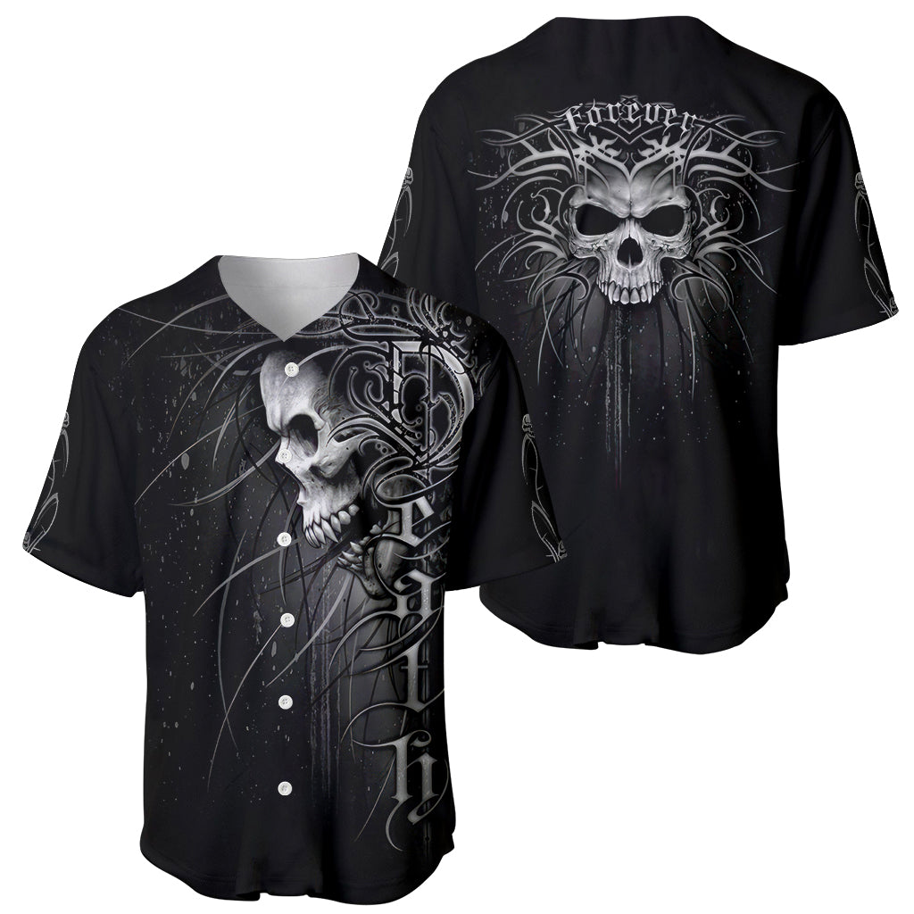 Skull Baseball Jersey Skull Death Forever - Wonder Print Shop