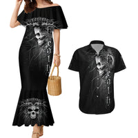 Skull Couples Matching Mermaid Dress And Hawaiian Shirt Skull Death Forever - Wonder Print Shop