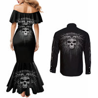 Skull Couples Matching Mermaid Dress and Long Sleeve Button Shirts Skull Death Forever DT01