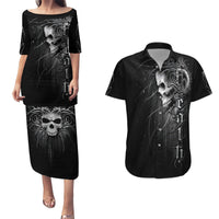 Skull Couples Matching Puletasi Dress and Hawaiian Shirt Skull Death Forever - Wonder Print Shop