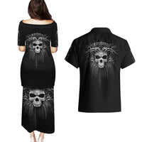 Skull Couples Matching Puletasi Dress and Hawaiian Shirt Skull Death Forever - Wonder Print Shop