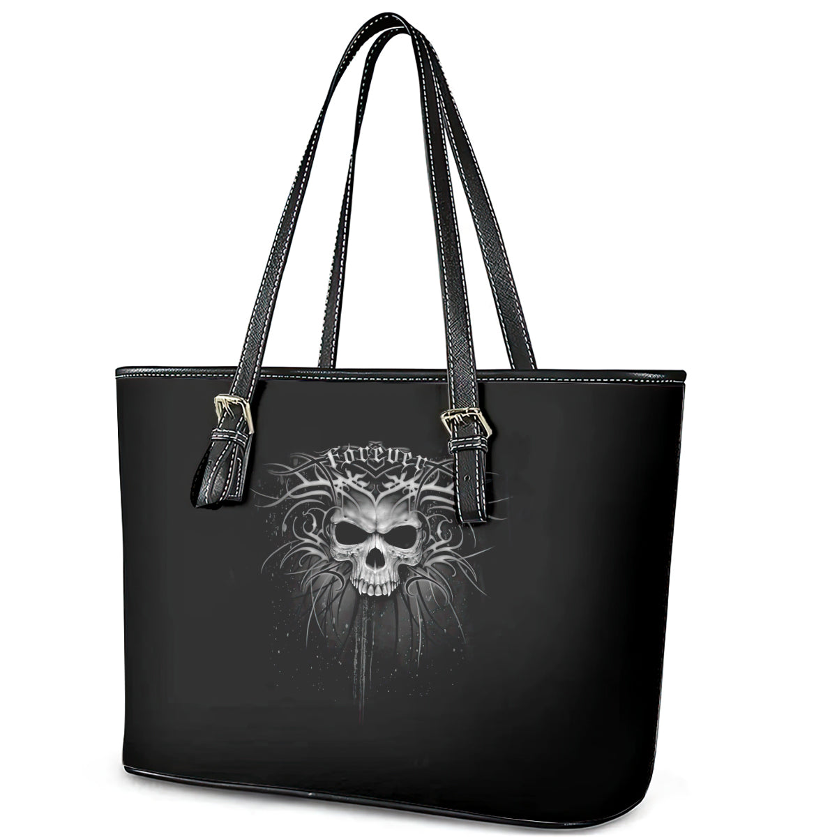 Skull Leather Tote Bag Skull Death Forever - Wonder Print Shop