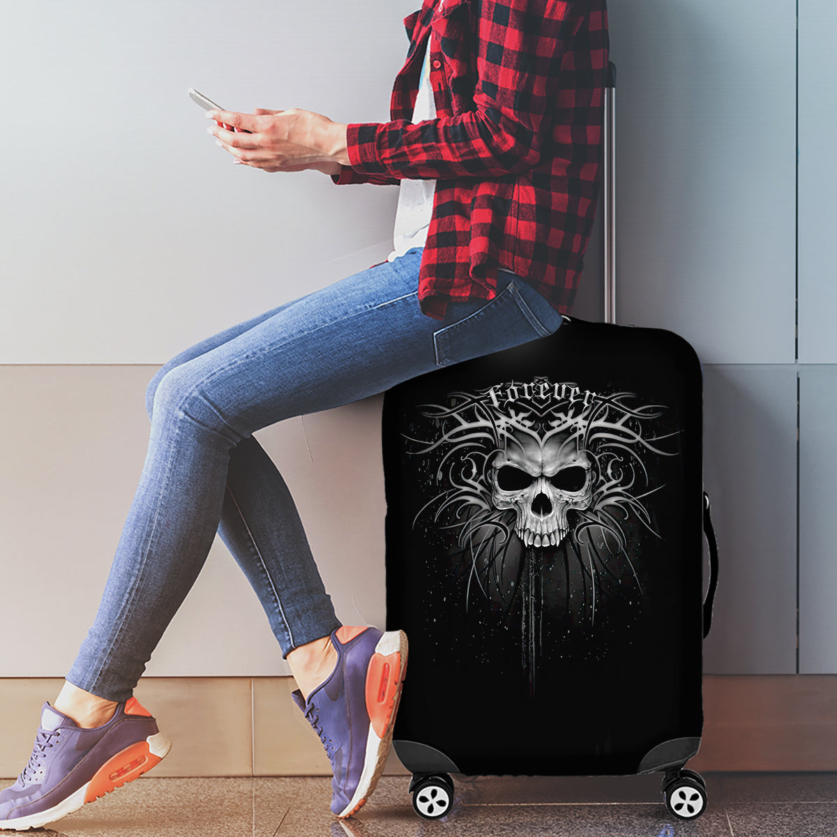 Skull Luggage Cover Skull Death Forever - Wonder Print Shop