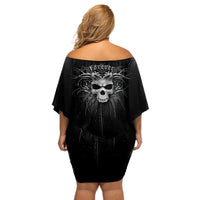 Skull Off Shoulder Short Dress Skull Death Forever - Wonder Print Shop