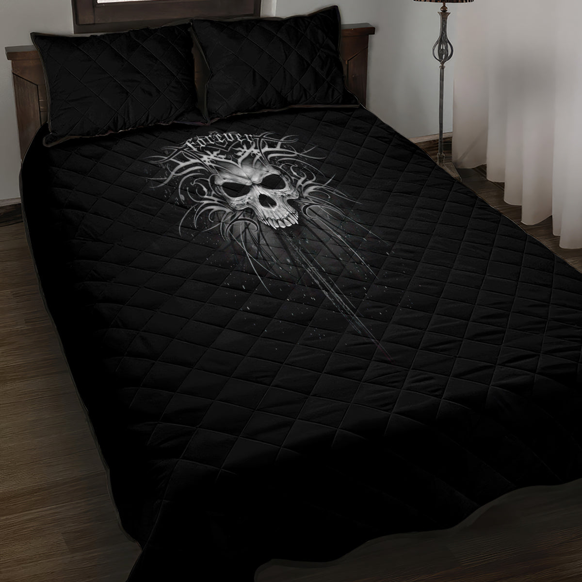 Skull Quilt Bed Set Skull Death Forever - Wonder Print Shop