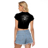 Skull Raglan Cropped T Shirt Skull Death Forever - Wonder Print Shop