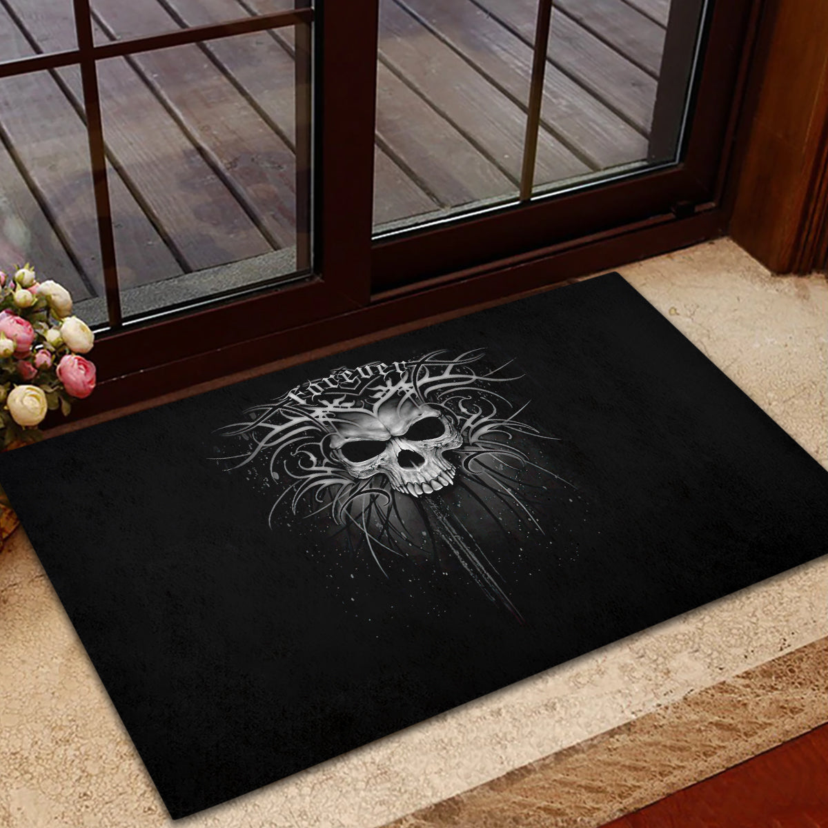 Skull Rubber Doormat Skull Death Forever - Wonder Print Shop
