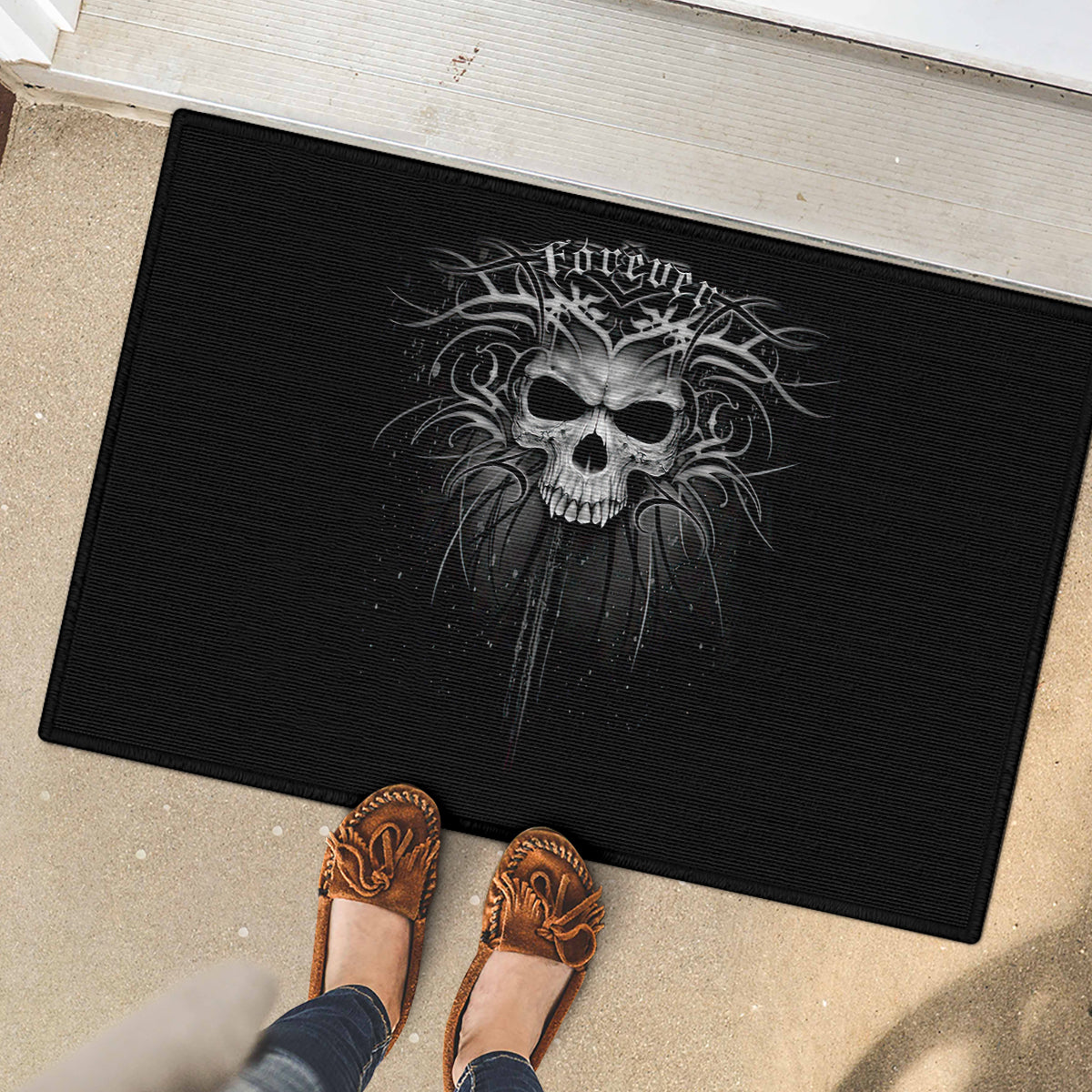 Skull Rubber Doormat Skull Death Forever - Wonder Print Shop