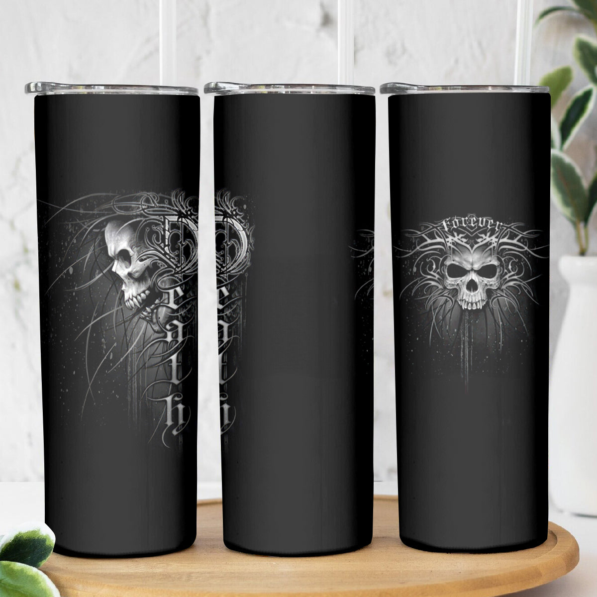 Skull Skinny Tumbler Skull Death Forever - Wonder Print Shop