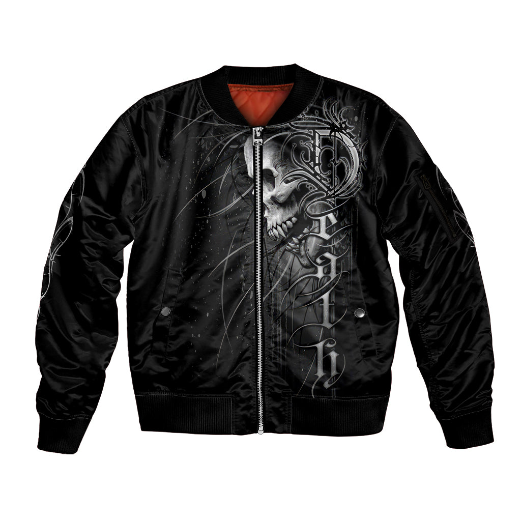 Skull Sleeve Zip Bomber Jacket Skull Death Forever - Wonder Print Shop